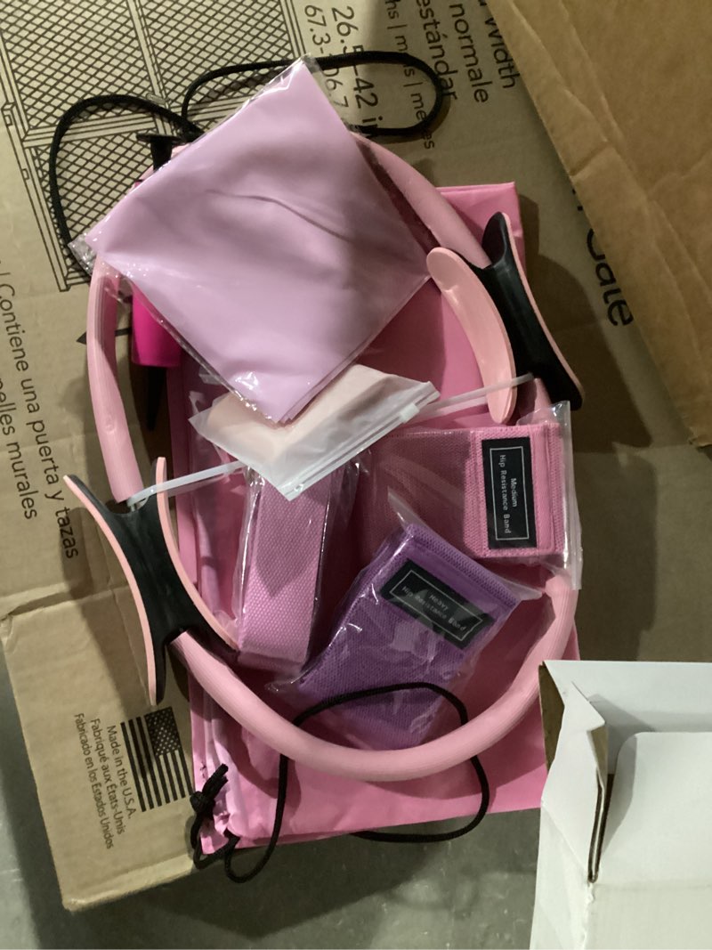 Condition photo showing New/Like New for Pilates Equipment 15" Pilates Ring Plus, Pilates Kit for Home Workouts, Pilates Essentials Kit for Women with Pilates Ring and Ball Set, Booty Bands, Figure 8 Resistance Band, Yoga Band Pink