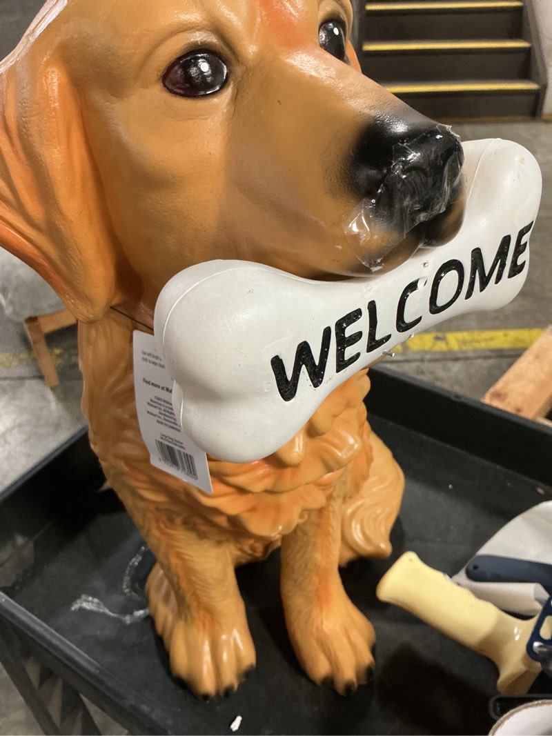 Condition photo showing Good Condition for mainstays welcome dog large resin outdoor garden statue, weather-resistant