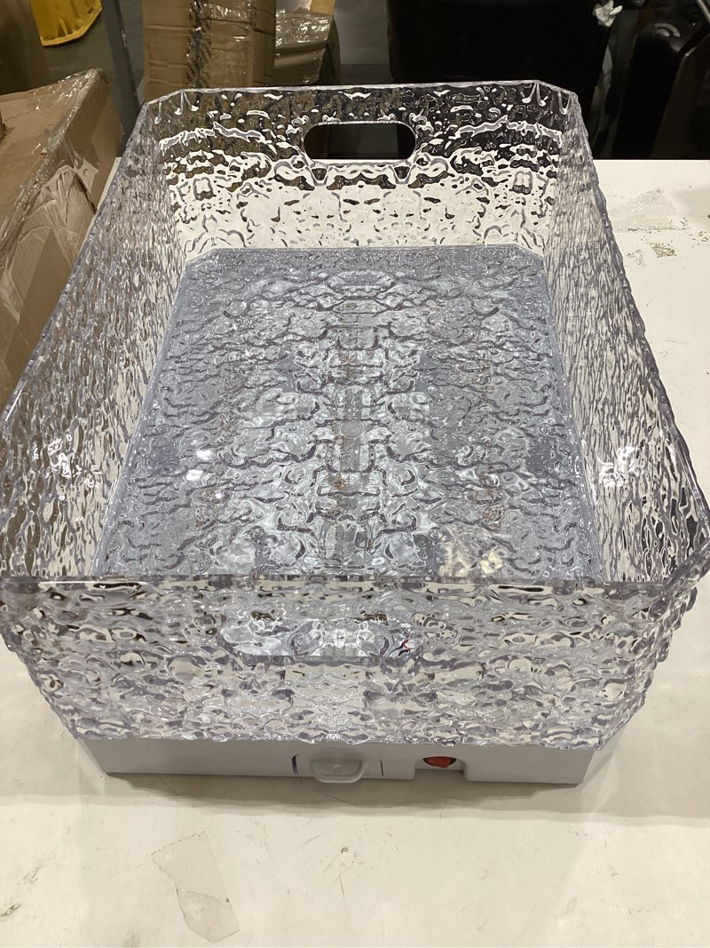 Condition photo showing As Is for 15l led ice bucket for parties, rechargeable 7-color light up beverage tub, clear acrylic glacier texture wine cooler, leakproof drink chiller for home bar & entertaining ice pattern