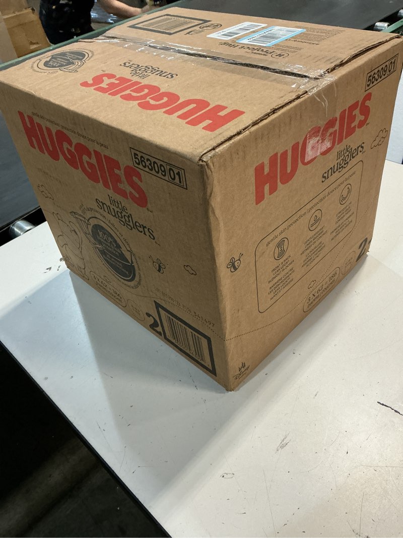 Condition photo showing New/Like New for huggies size 2 diapers, little snugglers baby diapers, size 2 (12-18 lbs), 186 count (3 packs of 62), packaging may vary