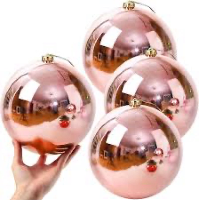Zubebe 4 Pcs Extra Large Christmas Ball Ornaments 8'' (200 Mm) Giant Oversized Plastic Xmas Ball Big