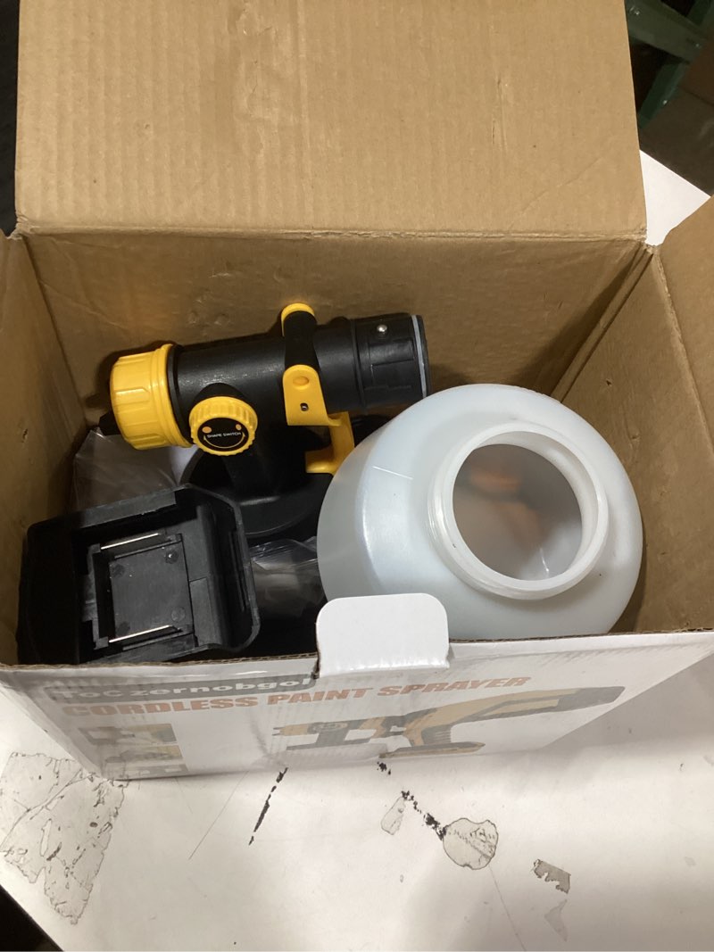 Condition photo showing As Is for Similar product Cordless Paint Sprayer with LED Light, Compatible with DEWALT 20V Battery, Efficient Motor, 1400ml Container, 4 Brass Nozzles, Paint Gun for House, Furniture, Fence, Walls[Battery Not Included]