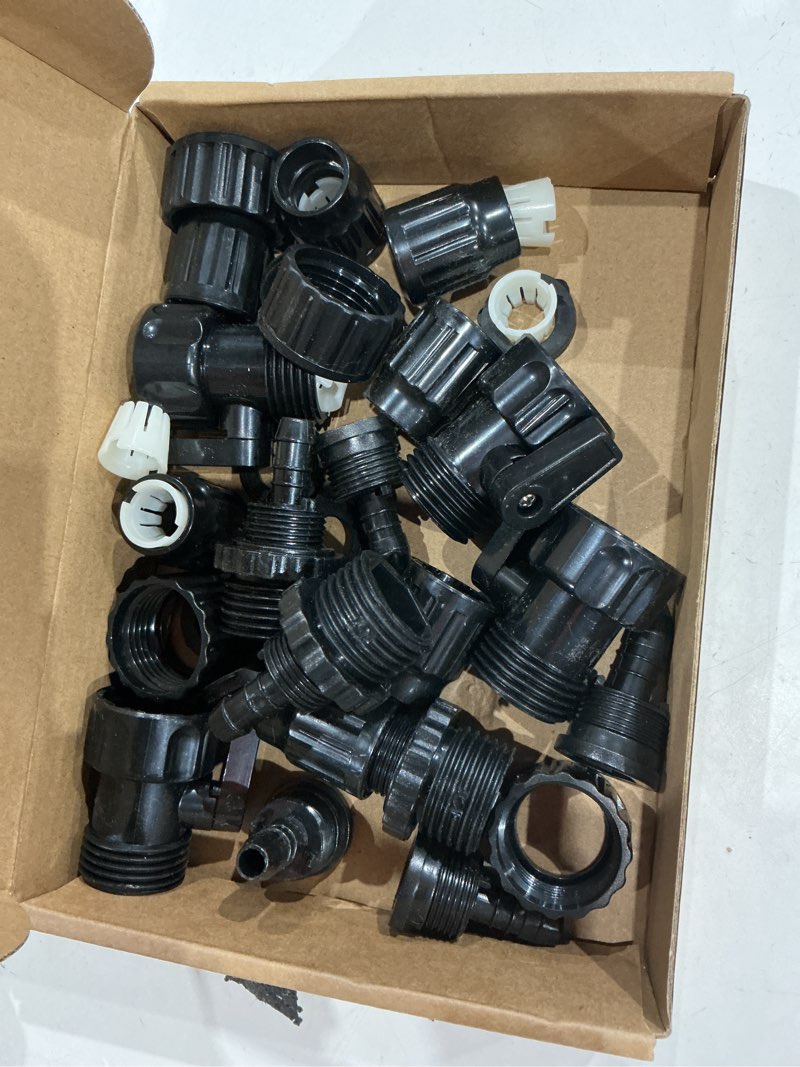 Condition photo showing Good Condition for 4 sets garden expandable hose repair kit faucet adapter hose female male connectors with 4 pieces shut off valve and 8 pieces 3/4 inch rubber gaskets