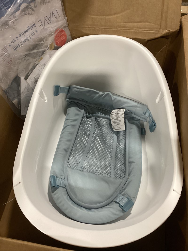 Condition photo showing Good Condition for skip hop baby bath tub 4-in-1 grow with baby infant to toddler bathtub with supportive sling and sit-up support wave age 0m+ wave tub