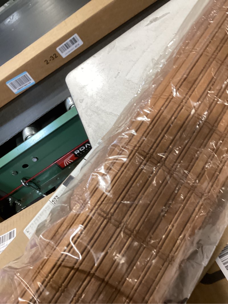 Condition photo showing Good Condition for lazblinds no tools no drill cordless bamboo roman shades, light filtering window treatment, roll up bamboo blinds for windows 35'' w x 64'' h, wood light filtering-wood01 35" w x 64" h