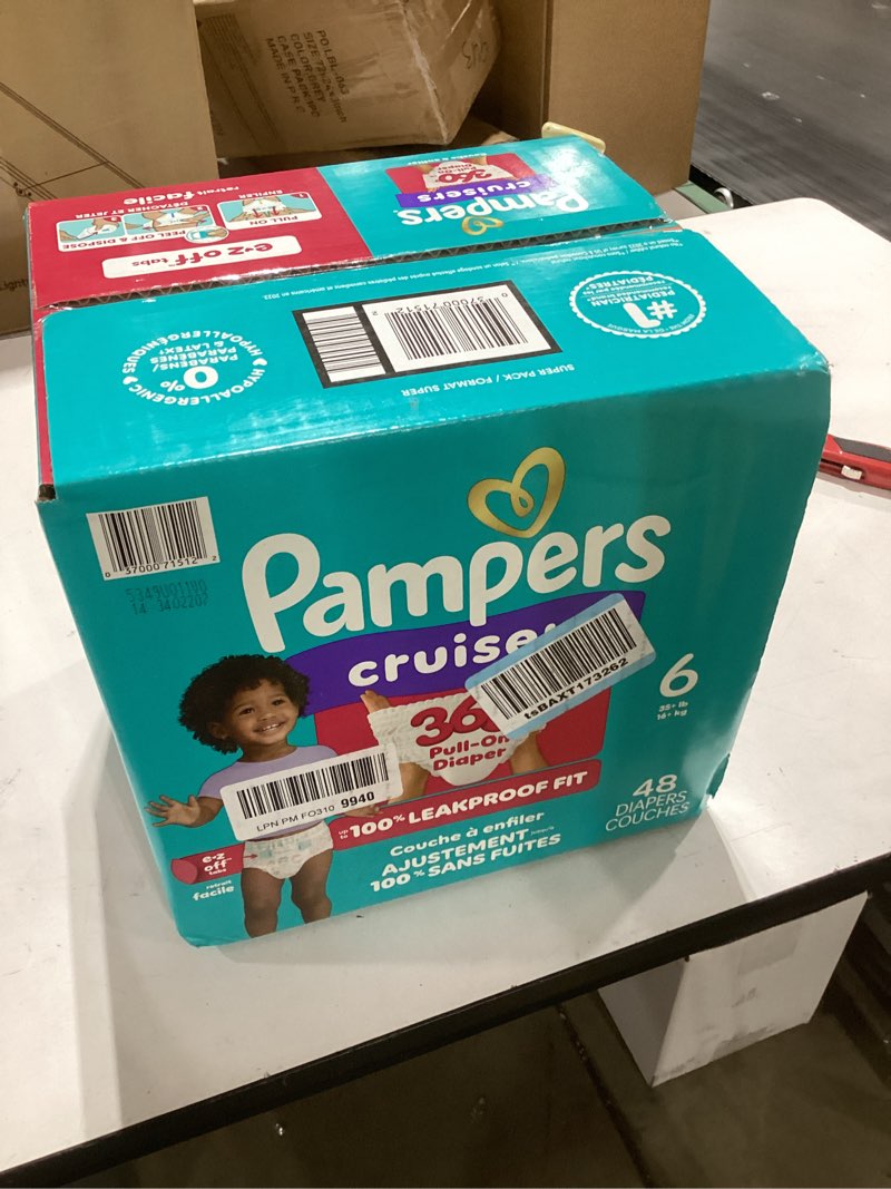 Condition photo showing New/Like New for Pampers Diapers - Cruisers 360 - Size 6, 48 Count, Babyproof up to 100% Leakproof Pull-On Diaper Size 6 48