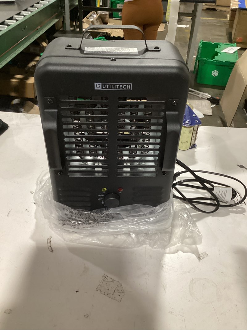 Condition photo showing As Is for Utilitech 1500 -Watt Utility Fan Utility Indoor Electric Space Heater with Thermostat
