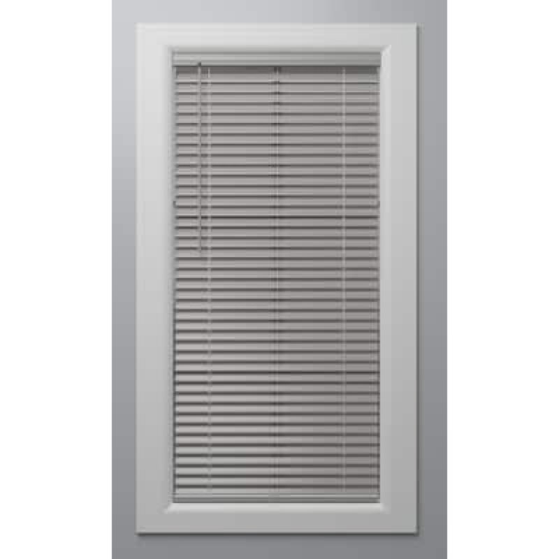 Project Source Premium 2-in Slat Width 32-in x 64-in Cordless Gray Vinyl Room darkening Horizontal….