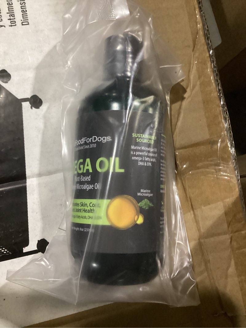 Condition photo showing New/Like New for JustFoodForDogs Plant Based Marine Microalgae Oil and Omega Oil for Dogs, 8 oz.