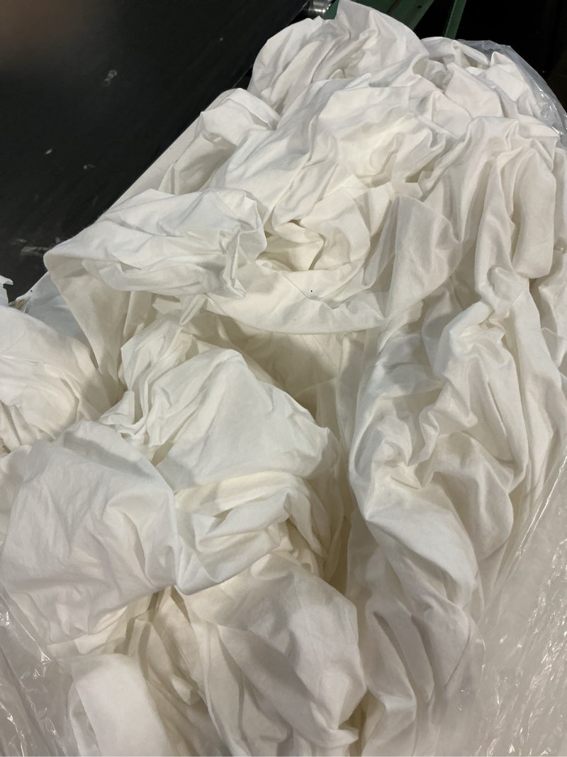 Condition photo showing As Is for organic brushed cotton deluxe bedding bundle, queen, white