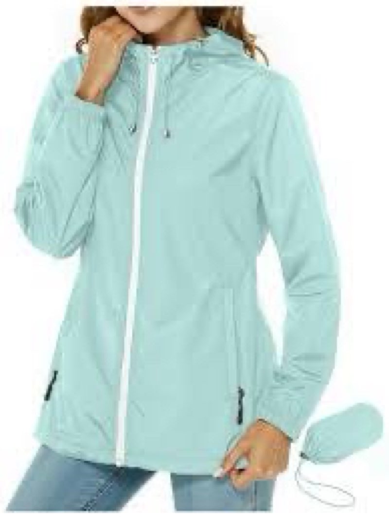 rosvigor hooded lightweight windbreaker green medium womens