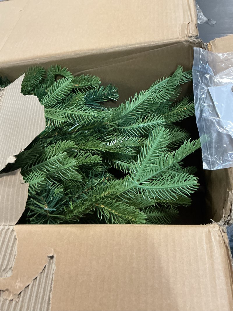 Condition photo showing New/Like New for National Tree Company 7.5 ft Unlit Norwegian Spruce Artificial Christmas Tree, 1,325 Tips, Includes Stand, Green Trees