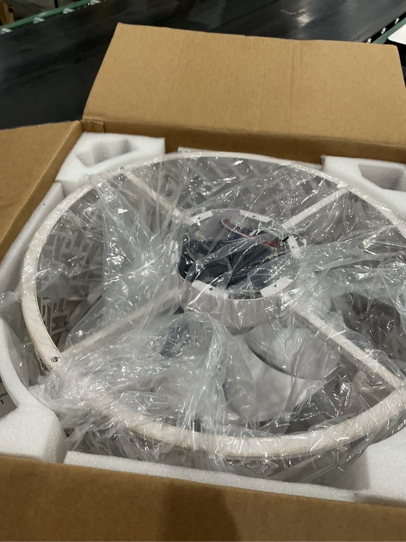 Condition photo showing Good Condition for 18 inch caged ceiling fan with light and remote, rustic white flush mount fandelier ceiling fan with remote & app control, quiet dc motor low profile crystal ceiling fan for bedroom, kitchen, bathroom