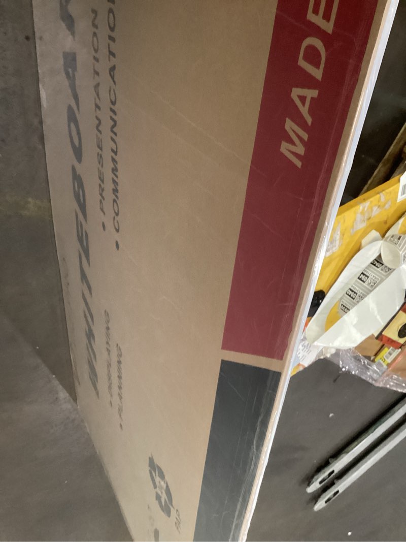 Condition photo showing As Is for Damaged *VIZ-PRO Dry Erase Board/Magnetic Whiteboard, 8' x 4', Silver Aluminum Frame