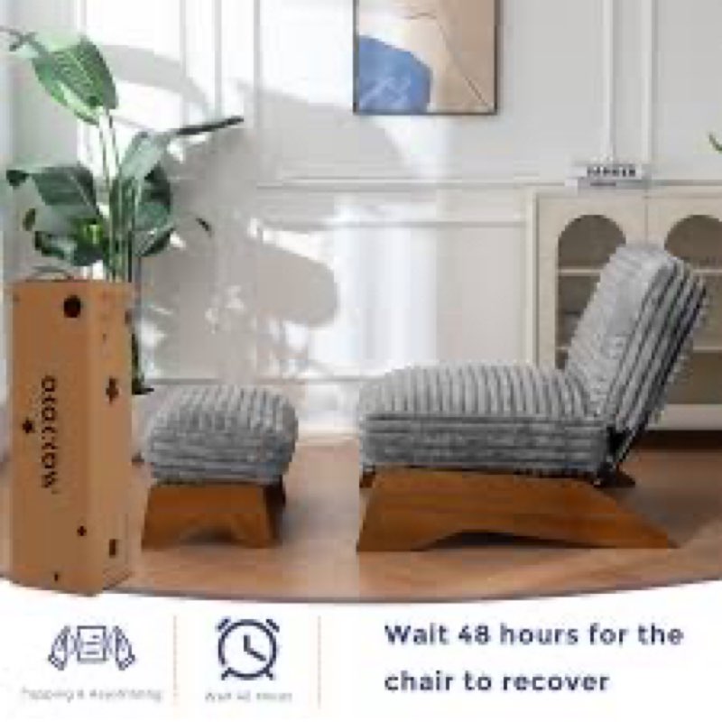 MAXYOYO Modern Adjustable Accent Chair with Ottoman, Upholstered Living Room Chair with Footrest Set