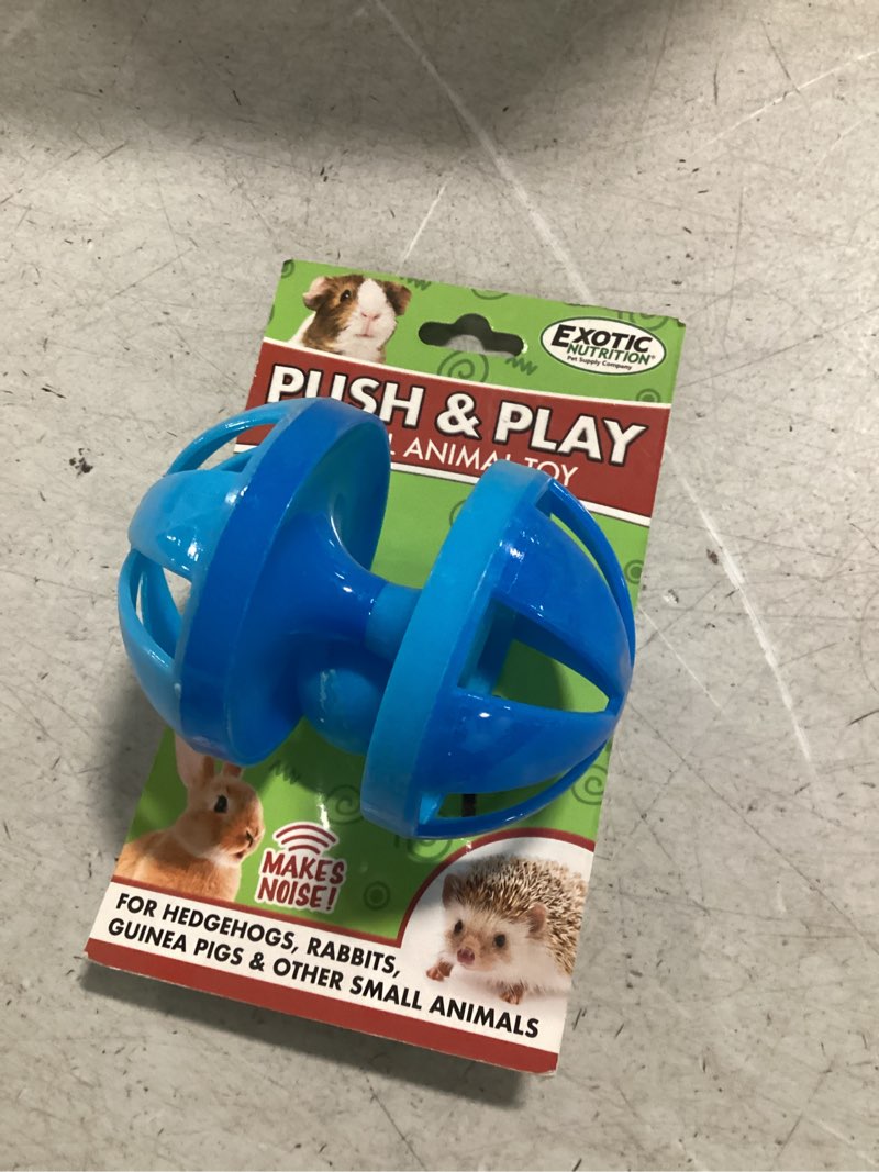 Condition photo showing New/Like New for ( blue color ) Push & Play Toy - Interactive Rolling Noisemaker Foraging Jingle Ball Cage Accessory - For Sugar Gliders, Rat, Chinchillas, Hedgehogs, Ferrets, Parrots, Guinea Pigs, Rabbits, Degus, & Other Small Pets