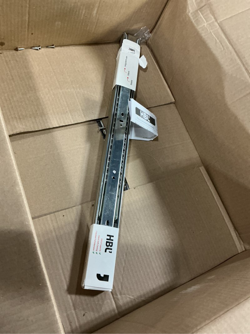 Condition photo showing Good Condition for 1 pair | soft close drawer slides 22 inch, hbl’ heavy duty cabinet drawer slides replacement - ball bearing full extension, 200 lb capacity, made of cold-rolled steel, rust-resistant & long-lasting. 22" drawer slide 1 pair silver