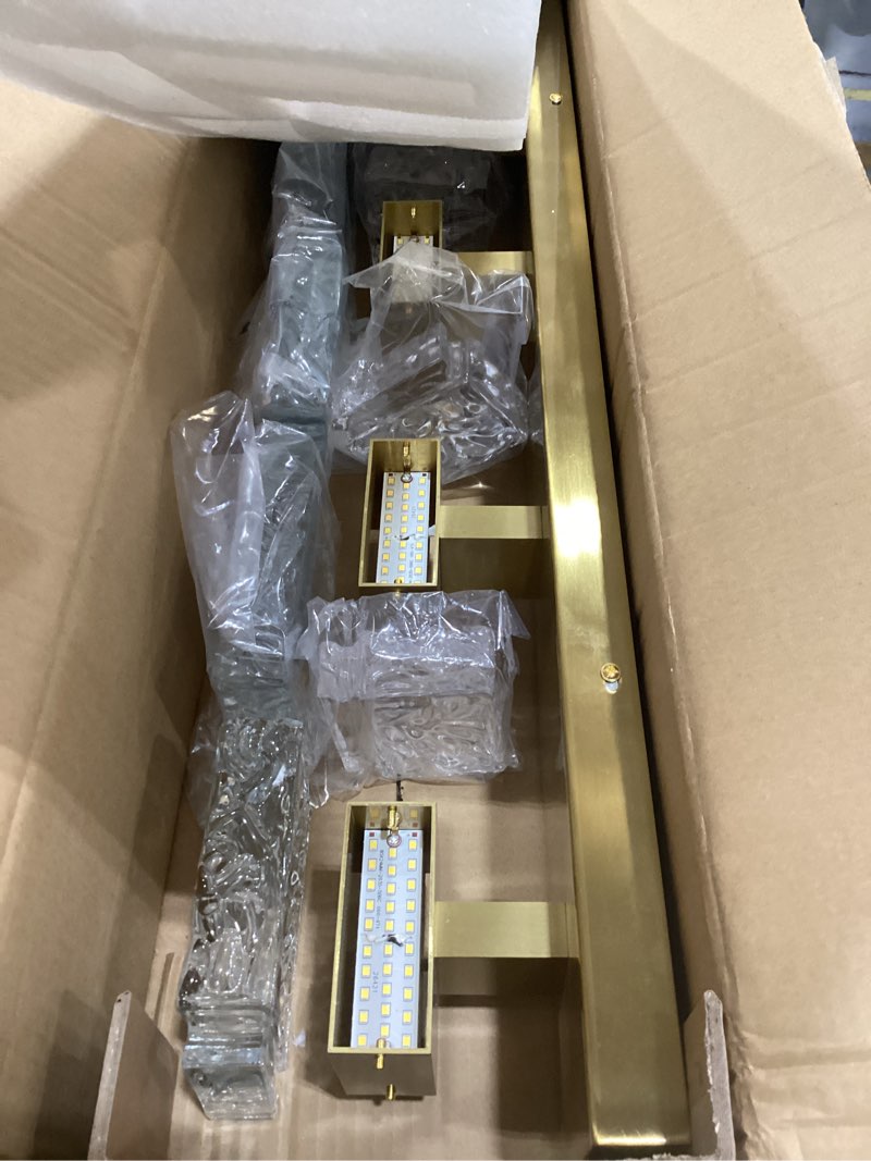 Condition photo showing Good Condition for gold bathroom vanity light fixtures - brushed gold vanity light bathroom lighting fixtures over mirror 40w dimmable crystal wall sconces 4 light led modern bathrooms lights 4000k gold 4-light