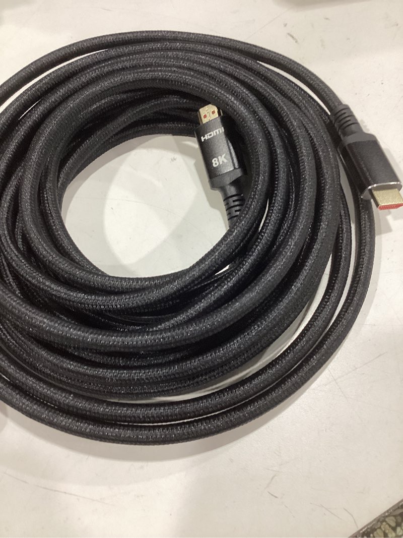 Condition photo showing Good Condition for snowkids long hdmi cable 25 ft, 8k 48gbps ultra high-speed hdmi 2.1 cables cord, 10k 8k@60hz, 4k@120hz compatible for tv/laptop/monitor/ps-5/x-box/projector/entertainment, sound system & more 25feet black 1
