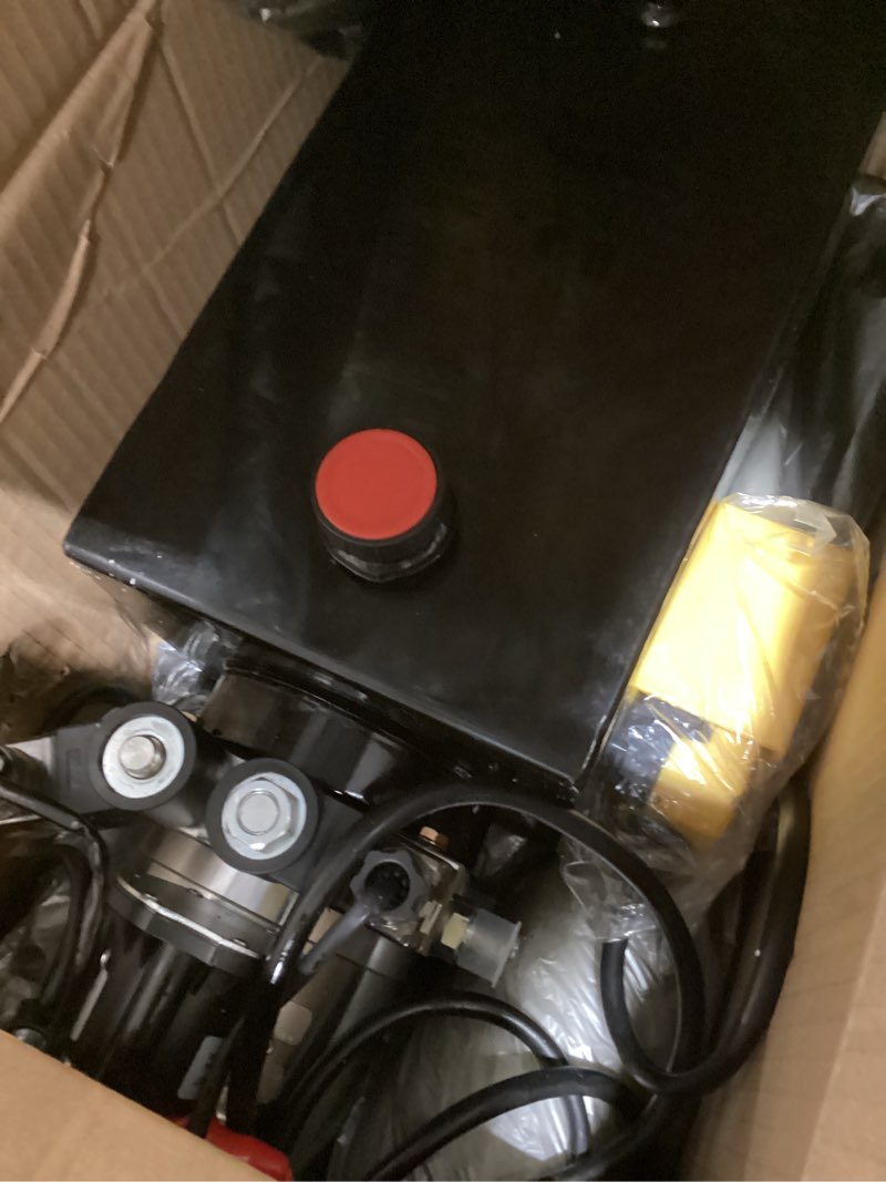 Condition photo showing Good Condition for dc house electric hydraulic pump unit metal reservoir for dump trailer (double acting 10 quart) 10 quart double