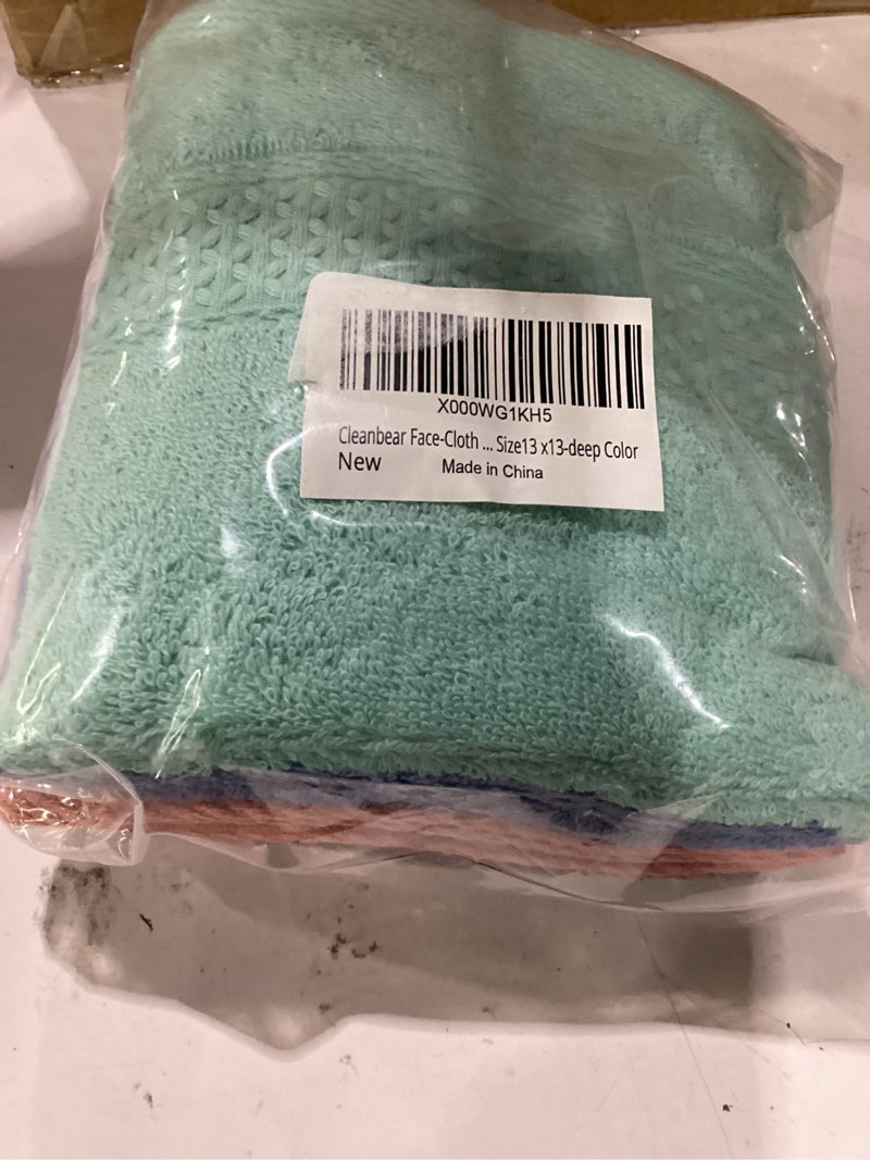 Condition photo showing Good Condition for cleanbear face-cloth washcloths set,100% cotton, high absorbent, 6-pack 6 colors, size13 x13-deep color baby pink, brown, blue grey, rust, lavender,greengage