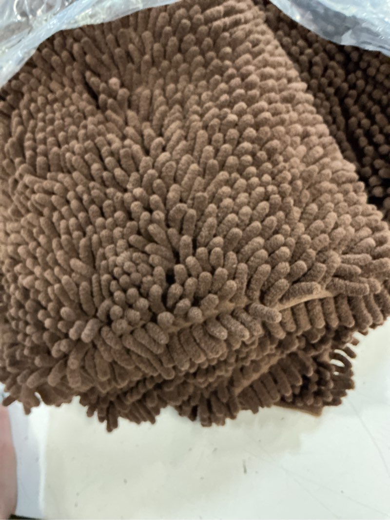 Condition photo showing As Is for olanly bathroom rugs sets 2 piece, soft absorbent chenille bath mats area rug set, non-slip, quick dry, machine washable bath mats for bathroom, home decor accessories (36"x24"+30"x20", brown) brown rectangular 36" x 24" + 30" x 20"