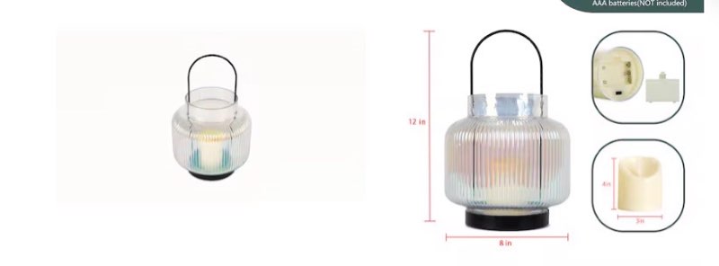 style selections 7.87-in x 12.01-in clear glass led light outdoor decorative lantern