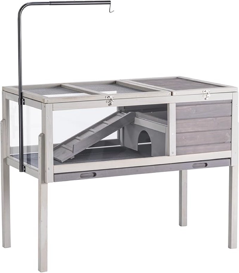 Wood Tortoise Enclosure with adjustable light stand