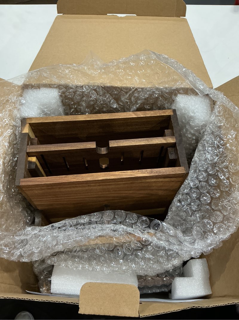 Condition photo showing Good Condition for acacia wood knife block with 8 slots – kitchen organizer – solid acacia wood for knives, cutlery & utensils – large capacity for home kitchens.