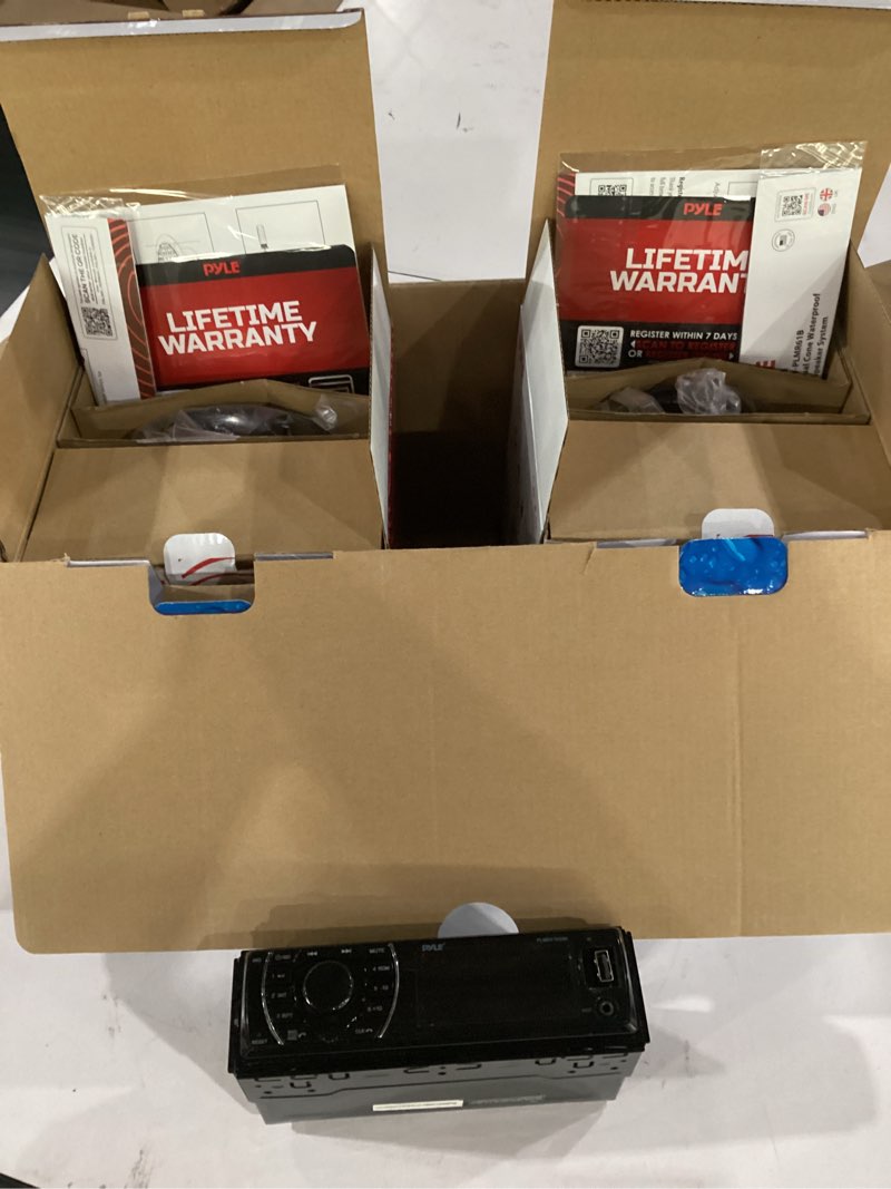Condition photo showing Good Condition for not tested**** pyle marine head unit receiver speaker kit - in-dash lcd digital stereo built-in bluetooth & microphone w/ am fm radio system 6.5’’ waterproof speakers (4) mp3/sd readers & remote control -plmrkt48bk