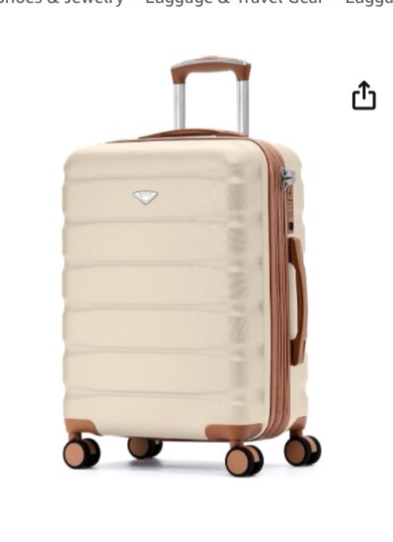 Flight Knight 22x18x10\" Expandable Carry On Suitcase Hardside TSA Lock & USB C Port Lightweight Luggage Silent Double Spinner Wheels Maximum Spirit Overhead Carry-On Bag Approved For Many Airlines 22x18x10\" Beige