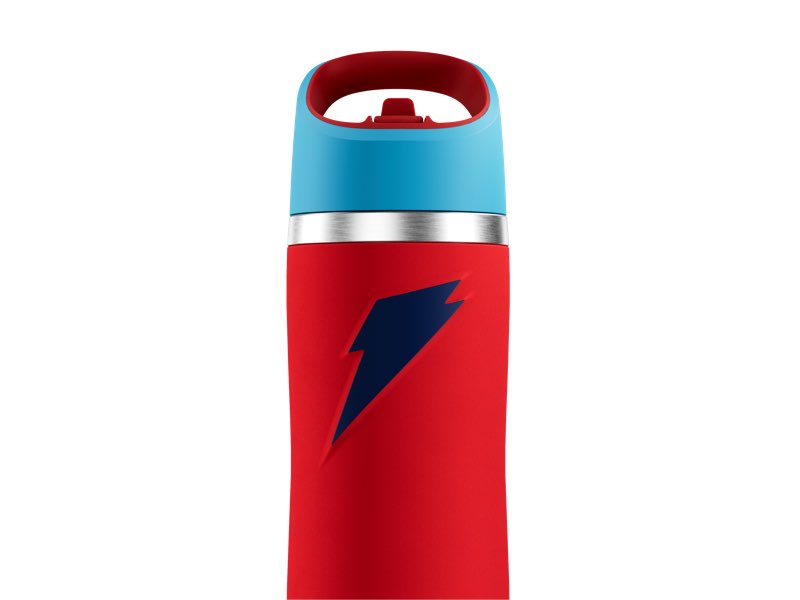 gatorade 'overtime' 32oz stainless steel water bottle, straw cap, red/blue straw cap 32 ounces red/blue