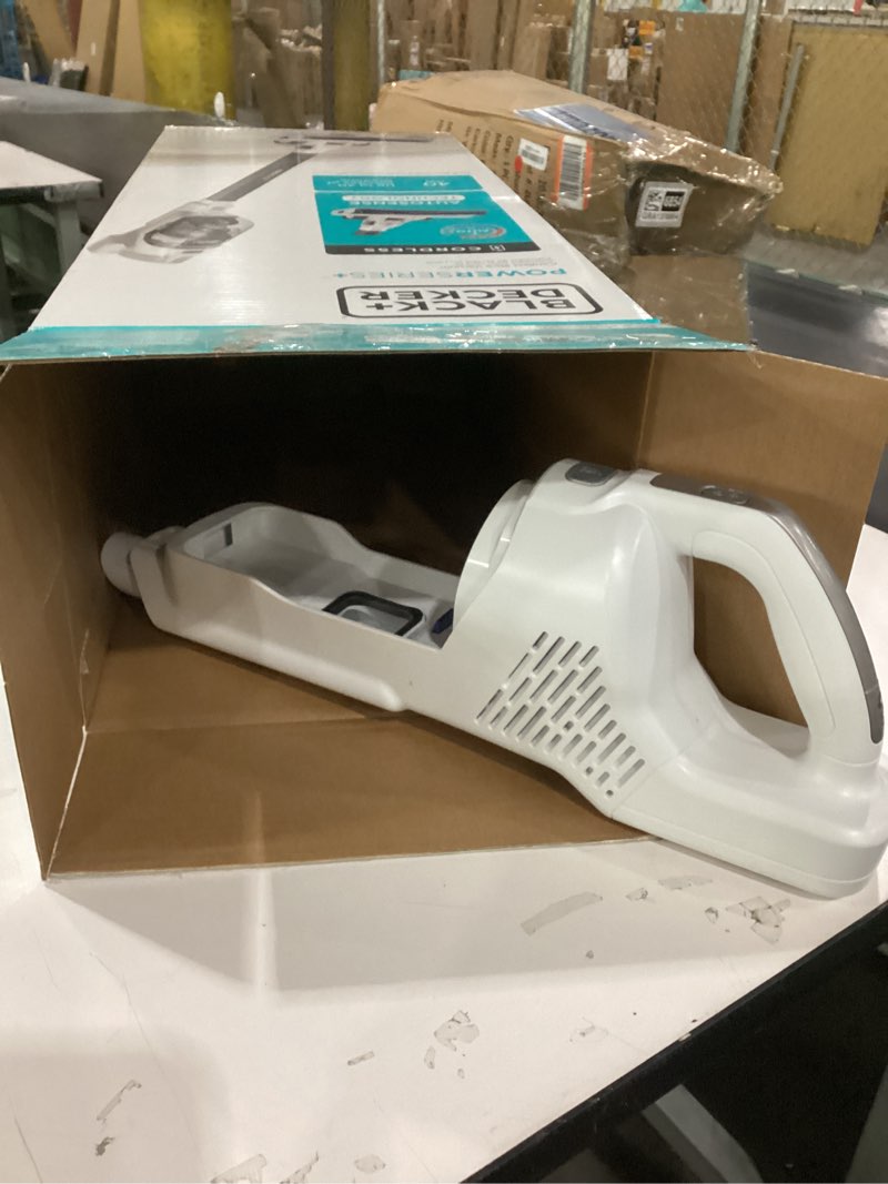 Condition photo showing As Is for Not Tested BLACK+DECKER POWERSERIES 16V MAX Stick Vacuum Cordless Rechargeable with LED Lights,Portable Vacuum Cordless, Lightweight, Anti-Tangle, Self-Standing, Multi-Surface, White (BHFEA420J) 16V Vacuum