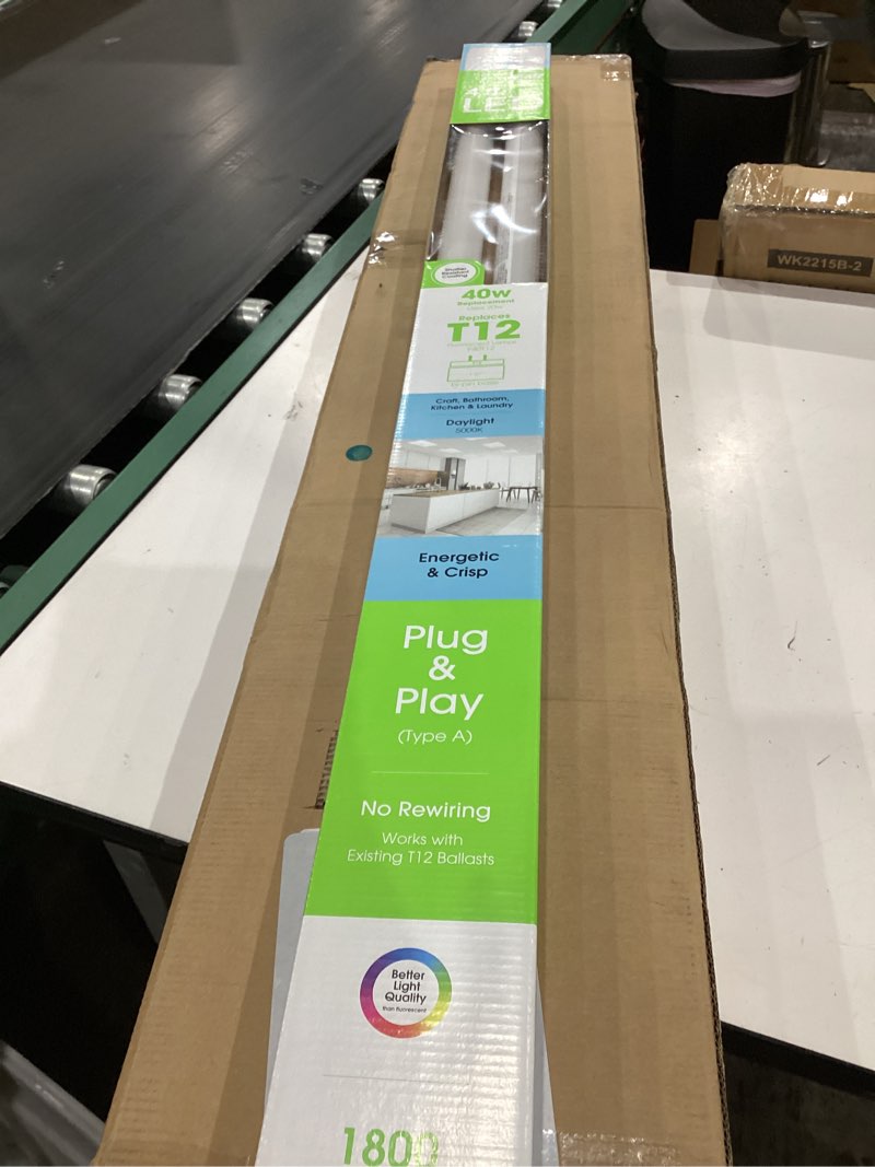 Feit Electric 4 Ft. 40W Equivalent (20W), Daylight 5000K, T12 Direct Replacement Linear LED Tube Lig