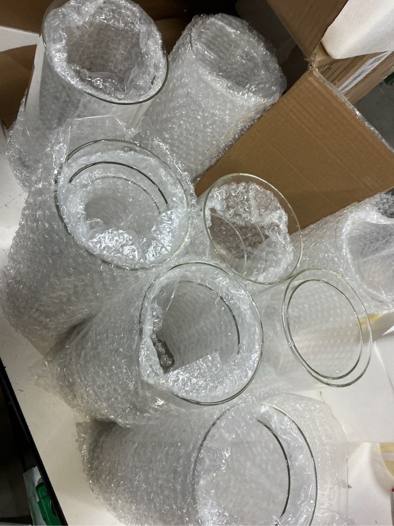 Condition photo showing As Is for (incomplete, only 20 pcs)24 pcs hurricand glass candle holders, clear glass cylinder vase for centerpieces wedding party decoration clear glass candle holder-24pcs