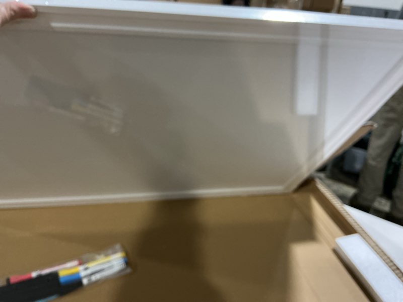 Condition photo showing Good Condition for White Board for Wall, 24'' x 18'' Magnetic Dry Erase Board, Decorative Whiteboard with Plain White Wooden Frame, Hanging Writing Board for Home Office School Dorm Plain White 24"x18"