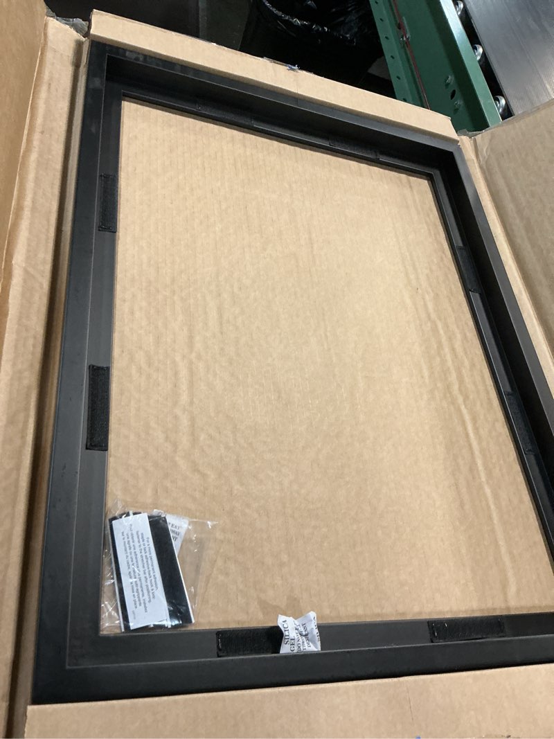 Condition photo showing As Is for mcs canvas float frames 18x24 frame, black frame for finished canvases, vertical & horizontal wall hanging large frame with adhesive for canvas paintings (1-pack) 18x24 without mat black