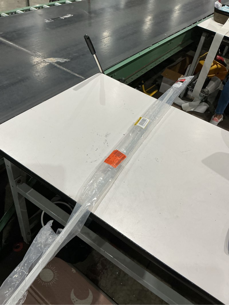 Condition photo showing As Is for 66 in. - 120 in. single curtain rod in white