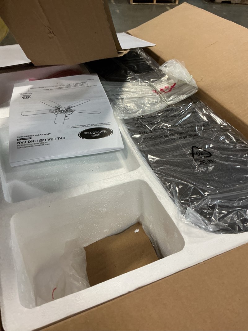 Condition photo showing As Is for harbor breeze calera 52-in bronze with aged bronze blades indoor/outdoor ceiling fan light kit compatible (5-blade)