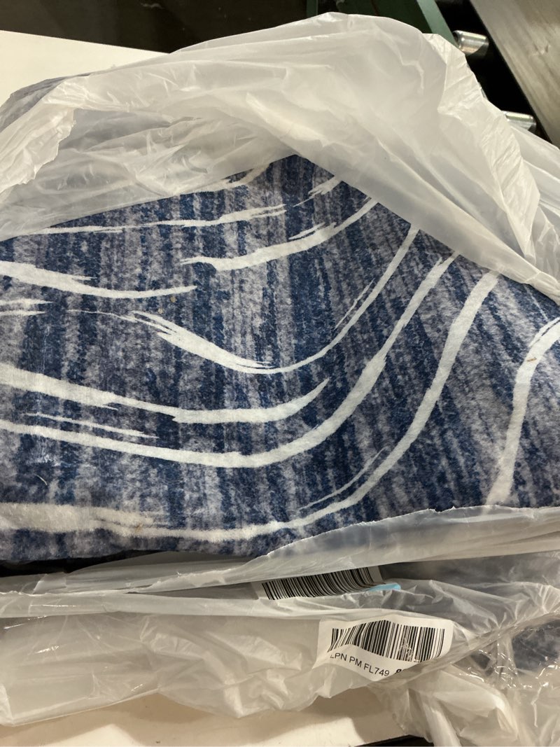 Condition photo showing As Is for livebox modern abstract 5x7 area rugs for living room, navy blue washable rugs for bedroom, non-slip minimalist neutral wave striped rugs for playroom nursery boys, throw rug carpet for dining room 5' x 7' blue