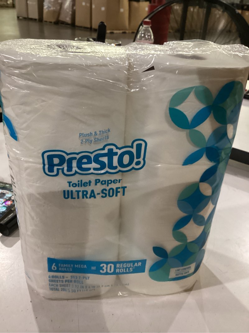Condition photo showing Good Condition for amazon brand - presto! 2-ply ultra-soft toilet paper, septic-safe, 24 family mega rolls = 120 regular rolls, 308 sheets, unscented, pack of 4