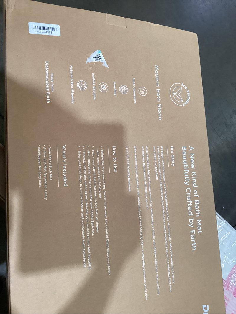 Condition photo showing As Is for extra large stone bath mat, 30'' x 17'' diatomaceous earth non-slip stone shower mat, super absorbent diatomite stone mats for bathroom white xl flow sand xl 1'5" x 2'6" (rectangular)