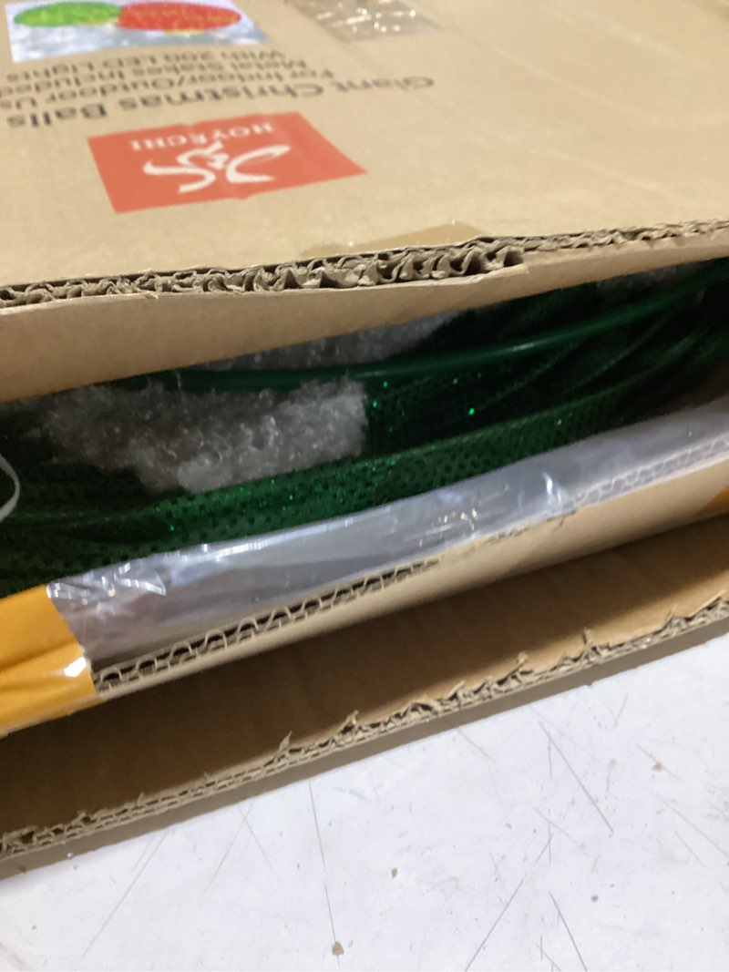 Condition photo showing As Is for HOYECHI 2pc Lighted Pop-Up Outdoor Christmas Ornament Set – Holiday Ball Decorations with 200 LED Lights, 8 Lighting Modes, for Yard & Outdoor Christmas Decor - Red/Green Red/Green 200LED