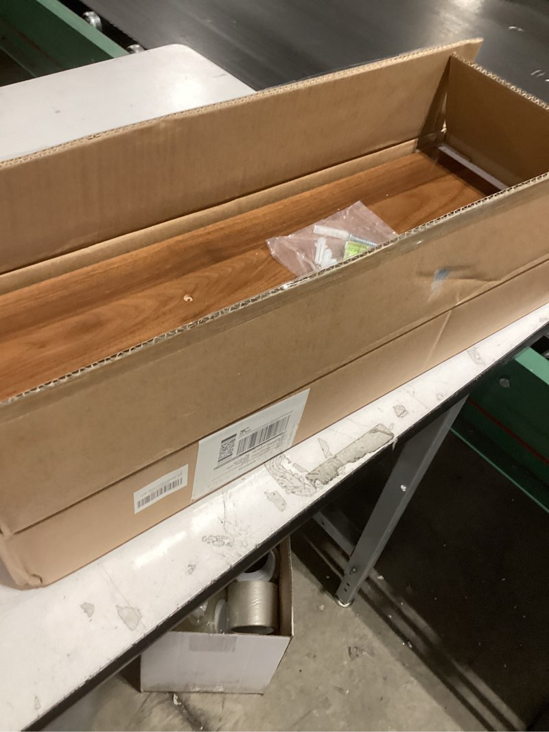 Condition photo showing Good Condition for INHABIT UNION Walnut Floating Shelves for Wall, 24 in Wall Mounted Shelves Perfect for Bedroom, Bath