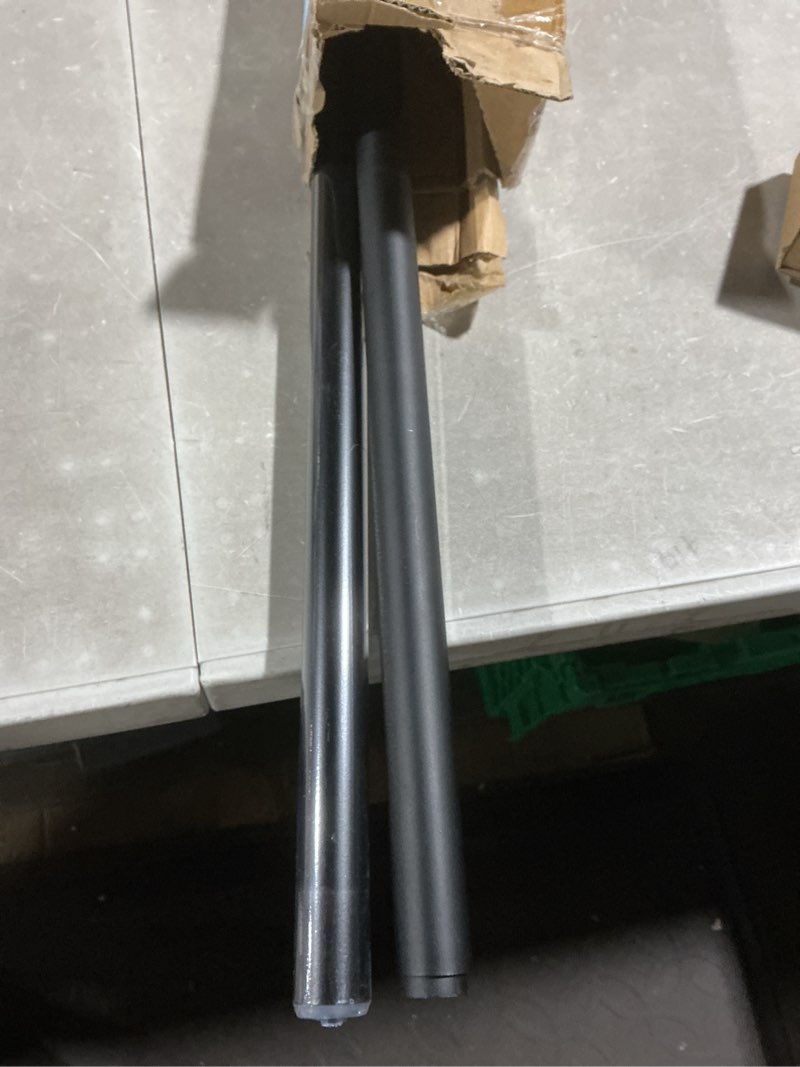 Condition photo showing As Is for exclusive home black pearl mosaic 1" curtain rod and coordinating finial set, matte black, adjustable 36"-72" 36"-72" matte black