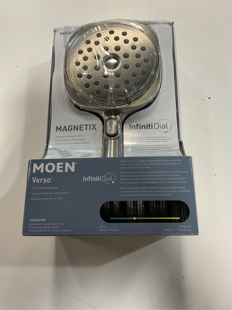 Condition photo showing Good Condition for verso square magnetix 8-spray patterns wall mount handheld shower head with 1.75 gpm 5 in. in spot resist brushed nickel