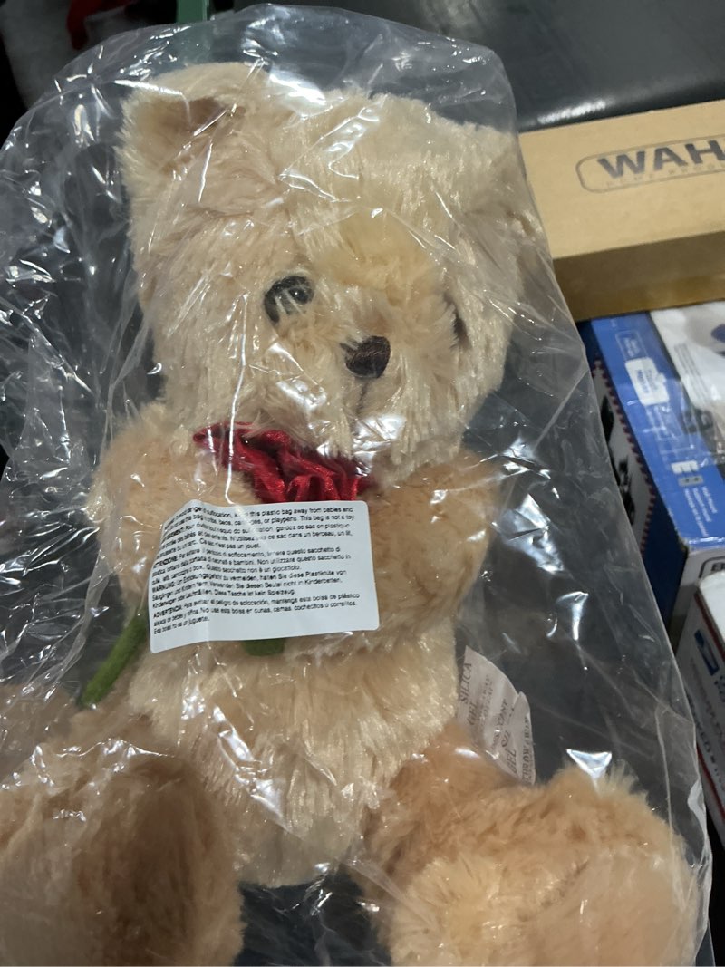 Condition photo showing New/Like New for Bearington Remington Teddy Bear- 9.5" Soft and Cuddly Valentines Day Stuffed Animals - Adorable Bear Stuffed Animal Plush Gift Light Brown