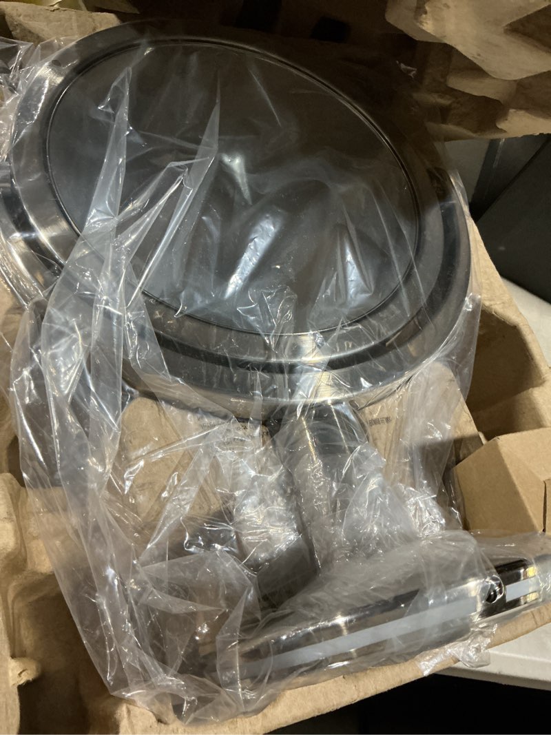 Condition photo showing Good Condition for superglow 9" round shaped dual-sided lighted makeup mirror, 1x/5x magnifying vanity mirror, brightness 1000lux, 360 degree rotating adjustable brightness mirror, brushed nickel finish 16"l x 6.6"w