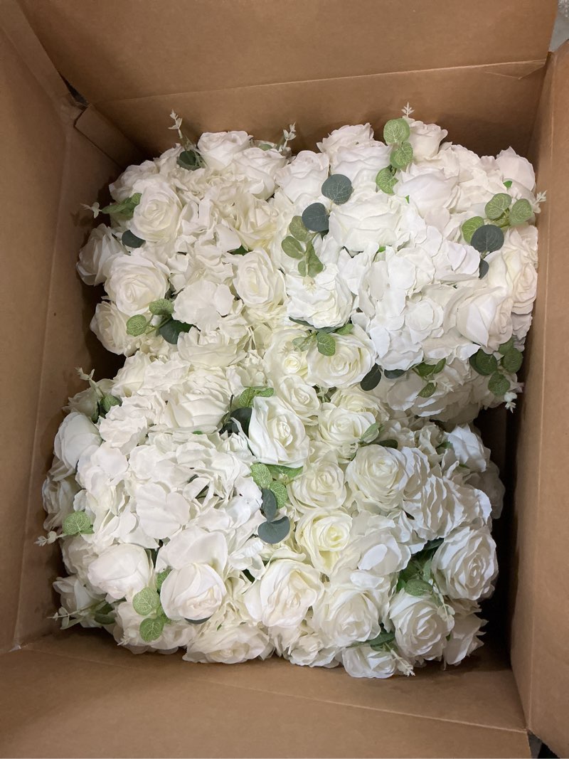 Condition photo showing Good Condition for NUPTIO Flower Ball Arrangement Bouquet - 10 Pcs 15.7 inch Diameter White Fake Flowers Roses Balls for Centerpieces Tables - Artificial Rose Arrangements for Wedding Centerpiece Table Decorations 15.7" Diam - 10 PCS White