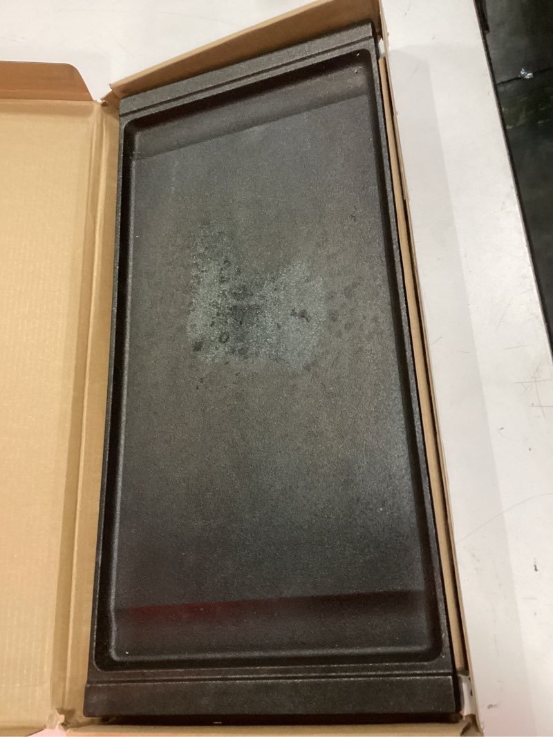 Condition photo showing Good Condition for upgraded wb31x24738 griddle replacement for ge appliance gas range center griddle,9 ×19.5 inch griddle compatible with ge stove parts, cast iron with food grade nonstick griddle cooktop plate flat